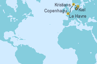 Visitando Kiel (Alemania), Copenhague (Dinamarca), Kristiansand (Noruega), Le Havre (Francia)