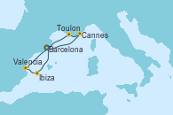Visitando Barcelona, Cannes (Francia), Toulon (Francia), Valencia, Ibiza (España), Ibiza (España), Barcelona