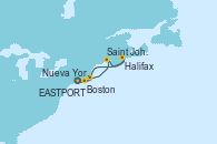 Visitando Nueva York (Estados Unidos), Boston (Massachusetts), EASTPORT, Saint John (New Brunswick/Canadá), Halifax (Canadá), Nueva York (Estados Unidos)
