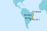Visitando Santos (Brasil), Río de Janeiro (Brasil), Salvador de Bahía (Brasil), Fortaleza (Brasil)