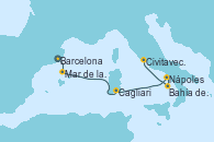Visitando BarcelonaMar de las Baleares - Experiencia a bordo, Mar de las Baleares - Experiencia a bordo, Cagliari (Cerdeña), Nápoles (Italia), Bahía de Capri - Experiencia a bordo, Civitavecchia (Roma)