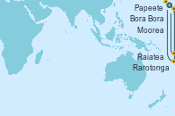 Visitando Papeete (Tahití), Rarotonga (Islas Cook), Bora Bora (Polinesia), Bora Bora (Polinesia), Moorea (Tahití), Raiatea (Polinesia Francesa), Papeete (Tahití)