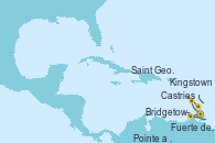Visitando Fuerte de France (Martinica), Pointe a Pitre (Guadalupe), Castries (Santa Lucía/Caribe), Bridgetown (Barbados), Kingstown (Granadinas), Saint George (Grenada), Fuerte de France (Martinica)