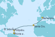 Visitando Pointe a Pitre (Guadalupe), Philipsburg (St. Maarten), St. John´s (Antigua y Barbuda), Santa Cruz de Tenerife (España) y Barcelona