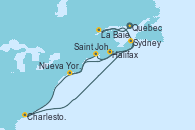 Visitando Quebec (Canadá), La Baie (Canada), Charleston (Carolina del Sur), Sydney (Nueva Escocia/Canadá), Halifax (Canadá), Saint John (New Brunswick/Canadá), Nueva York (Estados Unidos)