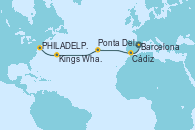 Visitando Barcelona, Cádiz (España), Ponta Delgada (Azores), Kings Wharf (Bermudas), Kings Wharf (Bermudas), PHILADELPHIA, PENNSYLVANIA
