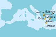 Visitando Estambul (Turquía), Estambul (Turquía), Tesalónica (Grecia), Volos (Grecia), Kusadasi (Efeso/Turquía), Heraklion (Creta), Atenas (Grecia), Atenas (Grecia)