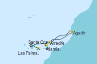 Visitando Santa Cruz de Tenerife (España), Agadir (Marruecos), Arrecife (Lanzarote/España), Atlantis crest Oeste - Experiencia a bordo, Las Palmas de Gran Canaria (España), Santa Cruz de Tenerife (España)