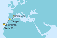 Visitando Las Palmas de Gran Canaria (España), Santa Cruz de Tenerife (España), Tánger (Marruecos), Barcelona