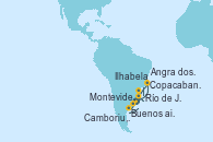 Visitando Río de Janeiro (Brasil)Copacabana (Brasil), Ilhabela (Brasil), Buenos aires, Montevideo (Uruguay), Camboriu, Brazil, Camboriu, Brazil, Angra dos Reis (Brasil), Río de Janeiro (Brasil)