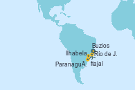 Visitando Paranaguá (Brasil), Itajaí (Brasil), Ilhabela (Brasil), Río de Janeiro (Brasil), Buzios (Brasil), Paranaguá (Brasil)