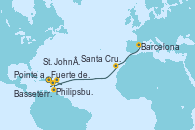 Visitando Fuerte de France (Martinica), Pointe a Pitre (Guadalupe), Philipsburg (St. Maarten), Basseterre (Antillas), St. John´s (Antigua y Barbuda), Santa Cruz de Tenerife (España), Barcelona Visitando Fuerte de France (Martinica), Pointe a Pitre (Guadalupe), Philipsburg (St. Maarten), Basseterre (Antillas), St. John´s (Antigua y Barbuda), Santa Cruz de Tenerife (España), Barcelona