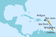 Visitando San Juan (Puerto Rico), Bridgetown (Barbados), Castries (Santa Lucía/Caribe), Isla Dominica (Caribe), Antigua (Antillas), San Juan (Puerto Rico)