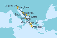 Visitando Bari (Italia), Corfú (Grecia), Mar Jónico - Experiencia a bordo, Mar Jónico - Experiencia a bordo, Argostoli (Grecia), Kotor (Montenegro), Split (Croacia), Islas Kornati (Croacia), Zadar (Croacia), Marghera (Venecia/Italia), Laguna de Venecia - Experiencia a bordo, Bari (Italia) Visitando Bari (Italia), Corfú (Grecia), Mar Jónico - Experiencia a bordo, Mar Jónico - Experiencia a bordo, Argostoli (Grecia), Kotor (Montenegro), Split (Croacia), Islas Kornati (Croacia), Zadar (Croacia), Marghera (Venecia/Italia), Laguna de Venecia - Experiencia a bordo, Bari (Italia)