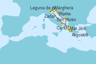 Visitando Marghera (Venecia/Italia)Laguna de Venecia - Experiencia a bordo, Bari (Italia), Corfú (Grecia), Mar Jónico - Experiencia a bordo, Mar Jónico - Experiencia a bordo, Argostoli (Grecia), Kotor (Montenegro), Zadar (Croacia), Rijeka (Croacia), Marghera (Venecia/Italia)