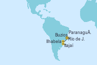 Visitando Río de Janeiro (Brasil), Buzios (Brasil), Paranaguá (Brasil), Itajaí (Brasil), Ilhabela (Brasil), Río de Janeiro (Brasil)