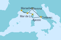 Visitando Savona (Italia)Mar de Liguria - Experiencia a bordo, Marsella (Francia), Ajaccio (Córcega), Civitavecchia (Roma), Savona (Italia)