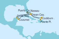 Visitando Puerto Cañaveral (Florida), Ocean Cay MSC Marine Reserve (Bahamas), Cockburn Town (Islas turcas y Caicos), Puerto Plata, Republica Dominicana, Nassau (Bahamas), Puerto Cañaveral (Florida), Ocean Cay MSC Marine Reserve (Bahamas), Cozumel (México), Costa Maya (México), Nassau (Bahamas), Puerto Cañaveral (Florida)