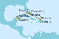 Visitando Puerto Cañaveral (Florida), Nassau (Bahamas), Ocean Cay MSC Marine Reserve (Bahamas), Cozumel (México), Costa Maya (México), Puerto Cañaveral (Florida), Ocean Cay MSC Marine Reserve (Bahamas), Cockburn Town (Islas turcas y Caicos), Puerto Plata, Republica Dominicana, Nassau (Bahamas), Puerto Cañaveral (Florida)