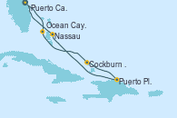 Visitando Puerto Cañaveral (Florida), Ocean Cay MSC Marine Reserve (Bahamas), Cockburn Town (Islas turcas y Caicos), Puerto Plata, Republica Dominicana, Nassau (Bahamas), Puerto Cañaveral (Florida)