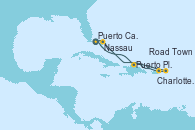 Visitando Puerto Cañaveral (Florida), Puerto Plata, Republica Dominicana, Charlotte Amalie (St. Thomas), Road Town (Isla Tórtola/Islas Vírgenes), Nassau (Bahamas), Puerto Cañaveral (Florida)