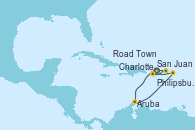 Visitando San Juan (Puerto Rico), Aruba (Antillas), Philipsburg (St. Maarten), Charlotte Amalie (St. Thomas), Road Town (Isla Tórtola/Islas Vírgenes), San Juan (Puerto Rico)