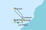 Visitando Las Palmas de Gran Canaria (España), Santa Cruz de Tenerife (España), Arrecife (Lanzarote/España), Funchal (Madeira), Fuerteventura (Canarias/España), Las Palmas de Gran Canaria (España)