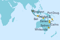 Visitando Singapur, Celukan Bawang (Bali/Indonesia), Bali (Indonesia), Darwin (Australia), Port Douglas (Australia), Cairns (Australia), Whitsunday Island (Australia), Sydney (Australia)