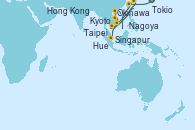 Visitando Tokio (Japón), Nagoya (Japón), Kyoto (Japón), Kyoto (Japón), Okinawa (Japón), Taipei (Taiwan), Hong Kong (China), Hue (Vietnam), Singapur