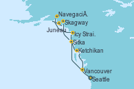 Visitando Seattle (Washington/EEUU), Sitka (Alaska), Skagway (Alaska), Juneau (Alaska), Navegación por Glaciar Hubbard (Alaska), Icy Strait Point (Alaska), Ketchikan (Alaska), Vancouver (Canadá) Visitando Seattle (Washington/EEUU), Sitka (Alaska), Skagway (Alaska), Juneau (Alaska), Navegación por Glaciar Hubbard (Alaska), Icy Strait Point (Alaska), Ketchikan (Alaska), Vancouver (Canadá)