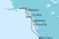 Visitando San Francisco (California/EEUU), Sitka (Alaska), Icy Strait Point (Alaska), Juneau (Alaska), Skagway (Alaska), Ketchikan (Alaska), Prince Rupert (Canadá), San Francisco (California/EEUU)