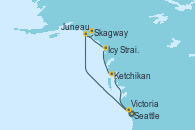 Visitando Seattle (Washington/EEUU), Juneau (Alaska), Skagway (Alaska), Icy Strait Point (Alaska), Ketchikan (Alaska), Victoria (Canadá), Seattle (Washington/EEUU)