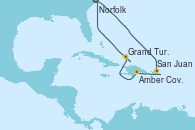 Visitando Norfolk (Virginia/EEUU), San Juan (Puerto Rico), Amber Cove (República Dominicana), Grand Turks(Turks & Caicos), Norfolk (Virginia/EEUU)