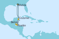 Visitando Mobile (Alabama), Roatán (Honduras), Belize (Caribe), Cozumel (México), Mobile (Alabama)