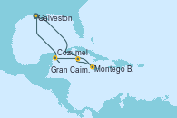 Visitando Galveston (Texas), Montego Bay (Jamaica), Gran Caimán (Islas Caimán), Cozumel (México), Galveston (Texas)