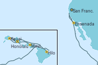 Visitando San Francisco (California/EEUU), Maui (Hawai), Kauai (Hawai), Honolulu (Hawái), Hilo (Hawai), Ensenada (México), San Francisco (California/EEUU)