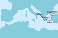 Visitando Bari (Italia), Atenas (Grecia), Kusadasi (Efeso/Turquía), Estambul (Turquía)
