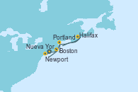 Visitando Nueva York (Estados Unidos), Newport (Rhode Island), Boston (Massachusetts), Portland (Oregón/Estados Unidos), Halifax (Canadá), Nueva York (Estados Unidos)