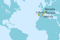 Visitando Génova (Italia), Marsella (Francia), Valencia, Lisboa (Portugal) Visitando Génova (Italia), Marsella (Francia), Valencia, Lisboa (Portugal)