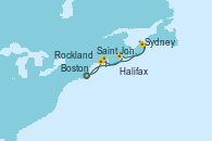 Visitando Boston (Massachusetts), Rockland (Maine), Saint John (New Brunswick/Canadá), Halifax (Canadá), Sydney (Nueva Escocia/Canadá), Boston (Massachusetts)