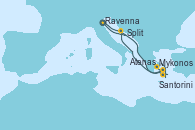 Visitando Ravenna (Italia), Mykonos (Grecia), Atenas (Grecia), Santorini (Grecia), Split (Croacia), Ravenna (Italia)