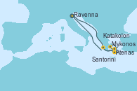 Visitando Ravenna (Italia), Mykonos (Grecia), Atenas (Grecia), Santorini (Grecia), Katakolon (Olimpia/Grecia), Ravenna (Italia)