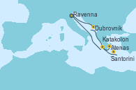 Visitando Ravenna (Italia), Dubrovnik (Croacia), Atenas (Grecia), Santorini (Grecia), Katakolon (Olimpia/Grecia), Ravenna (Italia)