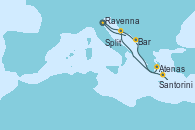 Visitando Ravenna (Italia), Bar ( Montenegro), Atenas (Grecia), Santorini (Grecia), Split (Croacia), Ravenna (Italia)