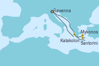 Visitando Ravenna (Italia), Mykonos (Grecia), Santorini (Grecia), Katakolon (Olimpia/Grecia), Ravenna (Italia)