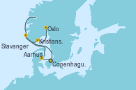 Visitando Copenhague (Dinamarca), Aarhus (Dinamarca), Stavanger (Noruega), Kristiansand (Noruega), Oslo (Noruega), Copenhague (Dinamarca)