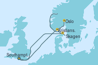 Visitando Southampton (Inglaterra), Oslo (Noruega), Kristiansand (Noruega), Skagen (Dinamarca), Southampton (Inglaterra)