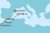 Visitando Barcelona, Málaga, Tánger (Marruecos), Casablanca (Marruecos), Palma de Mallorca (España), Barcelona