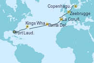 Visitando Fort Lauderdale (Florida/EEUU), Kings Wharf (Bermudas), Ponta Delgada (Azores), La Coruña (Galicia/España), Zeebrugge (Bruselas), Copenhague (Dinamarca) Visitando Fort Lauderdale (Florida/EEUU), Kings Wharf (Bermudas), Ponta Delgada (Azores), La Coruña (Galicia/España), Zeebrugge (Bruselas), Copenhague (Dinamarca)