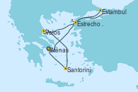 Visitando Atenas (Grecia), Estrecho de Dardanelos - Experiencia a bordo, Estambul (Turquía), Volos (Grecia), Santorini (Grecia), Atenas (Grecia)